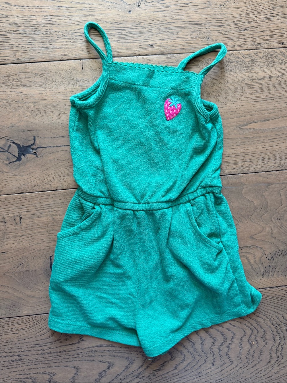 Cat & Jack Green Strawberry Terry Romper 3T